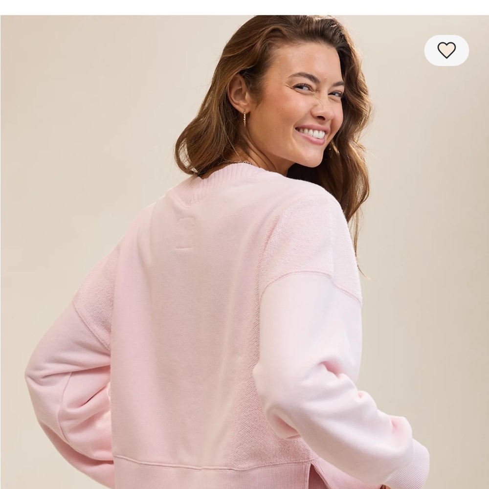 aerie Pastel Pink Cozy Crewneck Sweatshirt - Picture 2 of 4